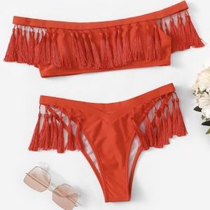 Red Tassel Bathing Suit
